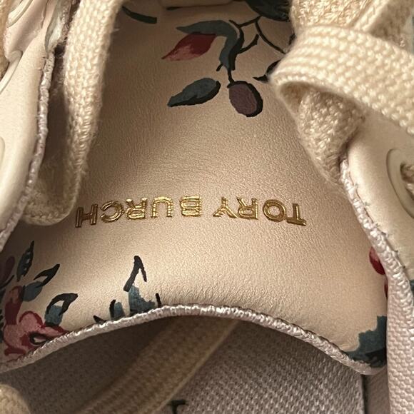 Tory Burch Howell Court Lyonnaise Low Top Floral Leather Sneaker … - Picture 11 of 13